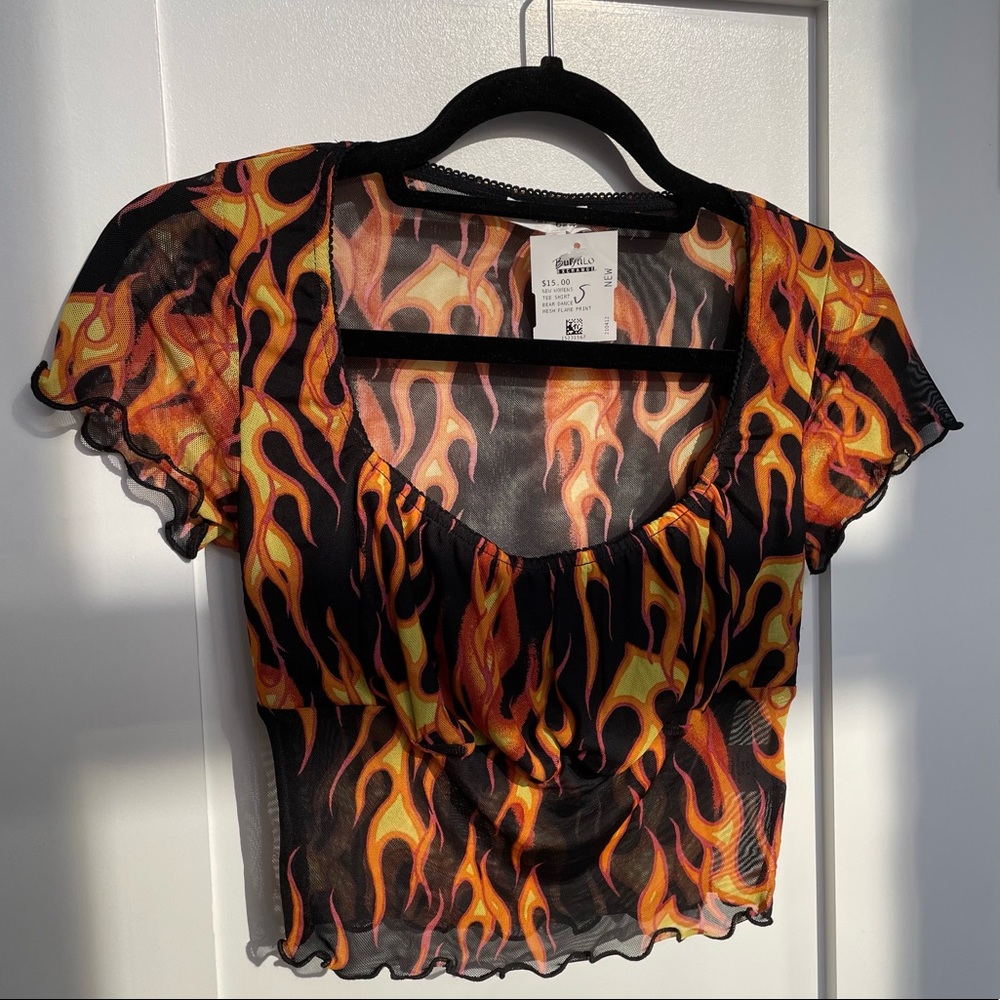 Mesh Flames Crop Top | Bear Dance | S